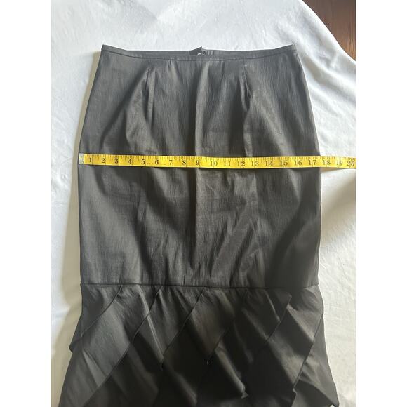 Tadashi Shoji Collection Flutter Taffeta Maxi Skirt Womens Size 8 Black Formal - Picture 7 of 8